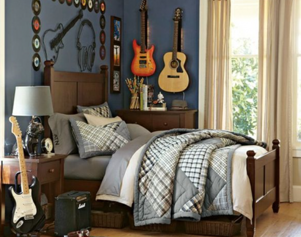 Kamar dengan desain nuansa musik untuk si anak yang berbakat dalam musik